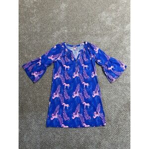 Lilly Pulitzer Teigen Dress Womens Small Royal Blue Pink Unicorn All Over Print
